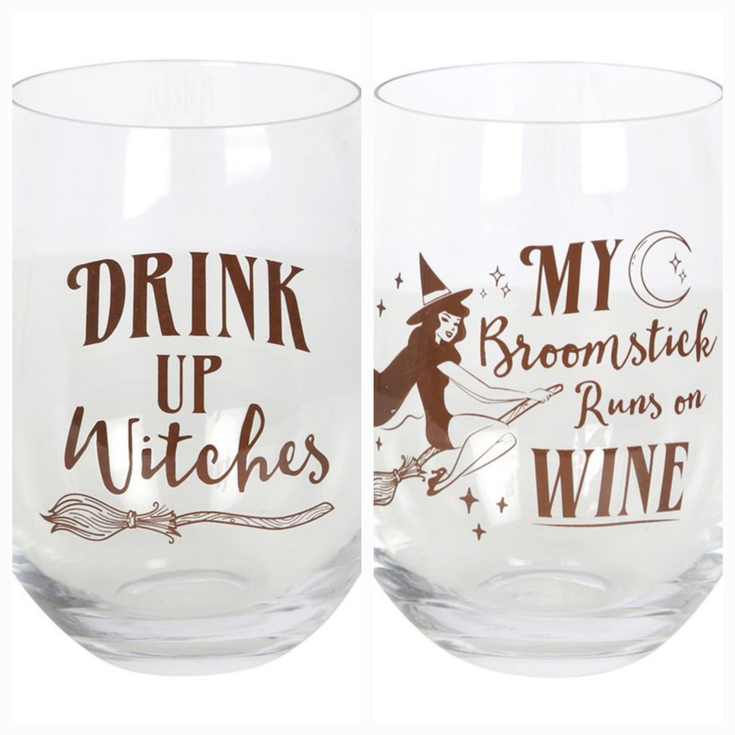Witch Glasses - Drink Up Witches - My Broomstick Runs on Wine