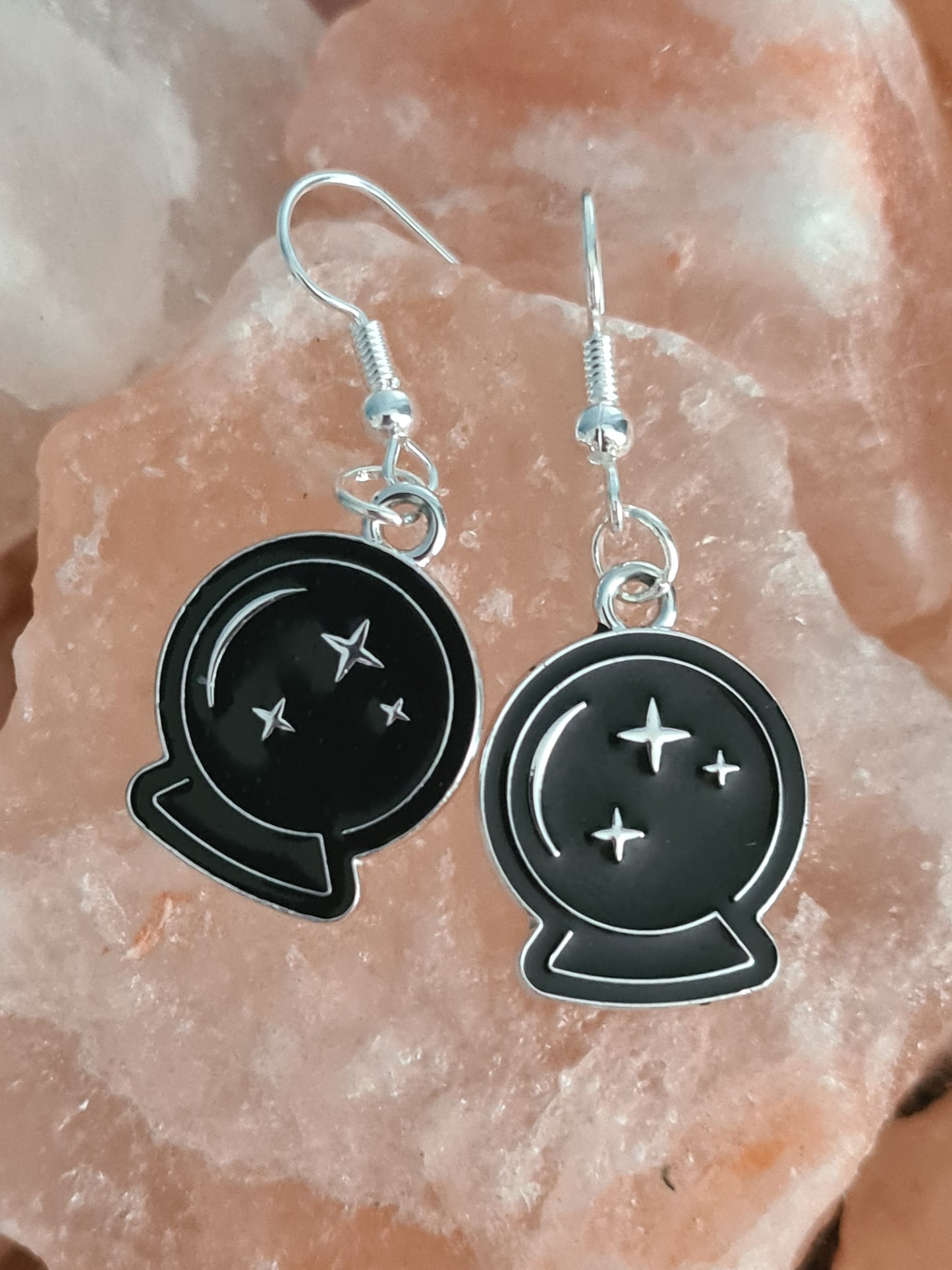 Witchy Black and Silver Enamel earrings