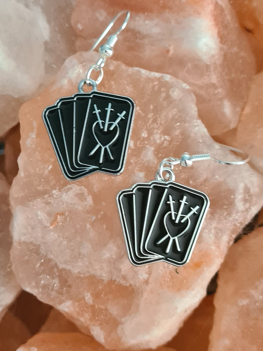 Witchy Black and Silver Enamel earrings