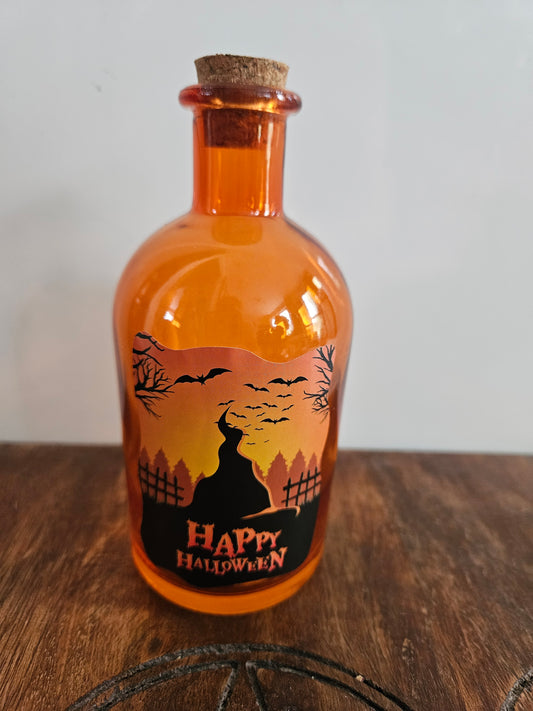 Orange Halloween Glass Bottle