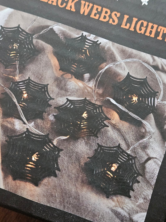 Black LED Web Lights Halloween Decoration Indoor Battery Operated