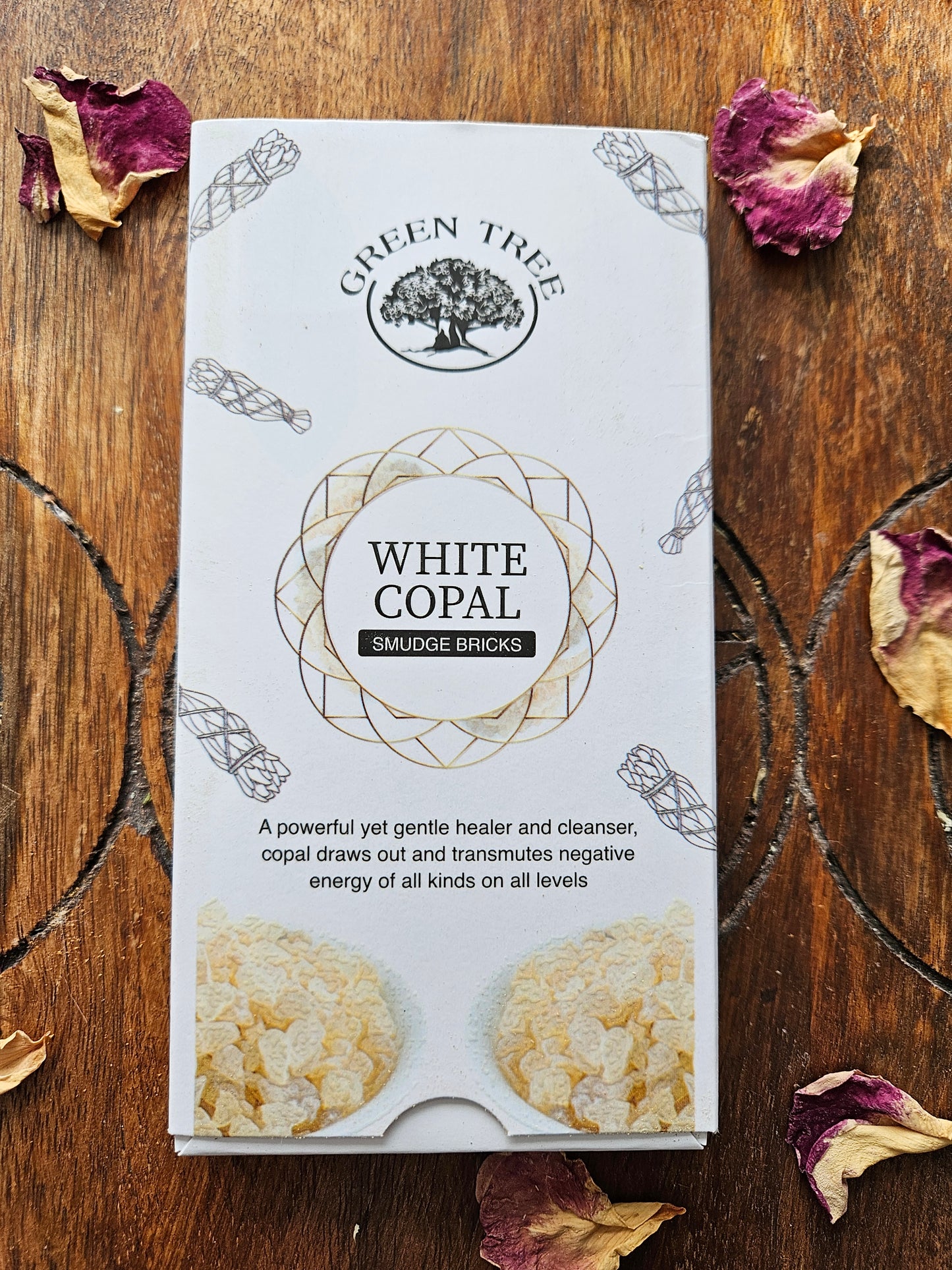 Green Tree Copal Smudge Bricks with Holder