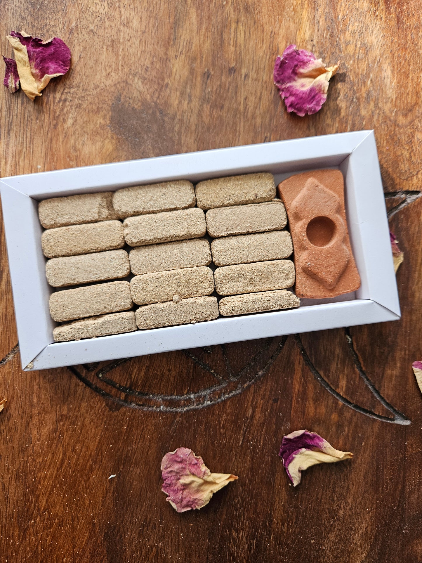 Green Tree Copal Smudge Bricks with Holder