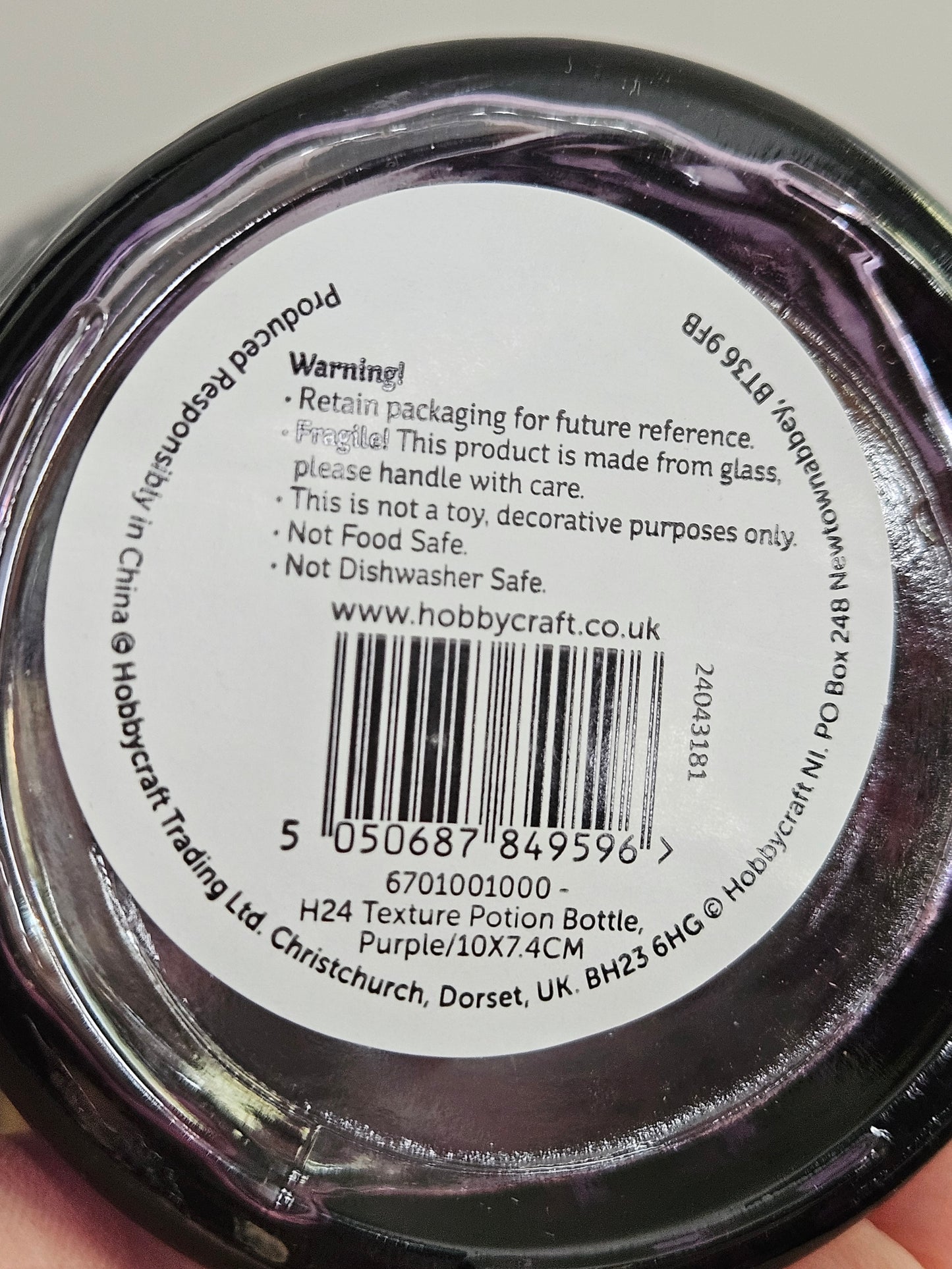 Purple Textured Potion Bottle 10cm