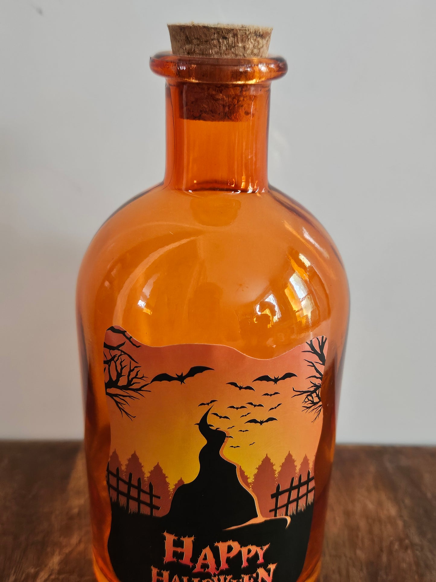 Orange Halloween Glass Bottle