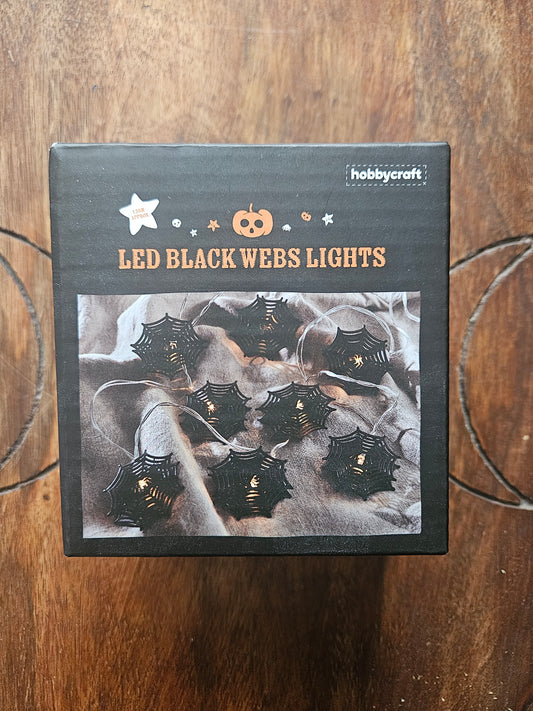Black LED Web Lights Halloween Decoration Indoor Battery Operated