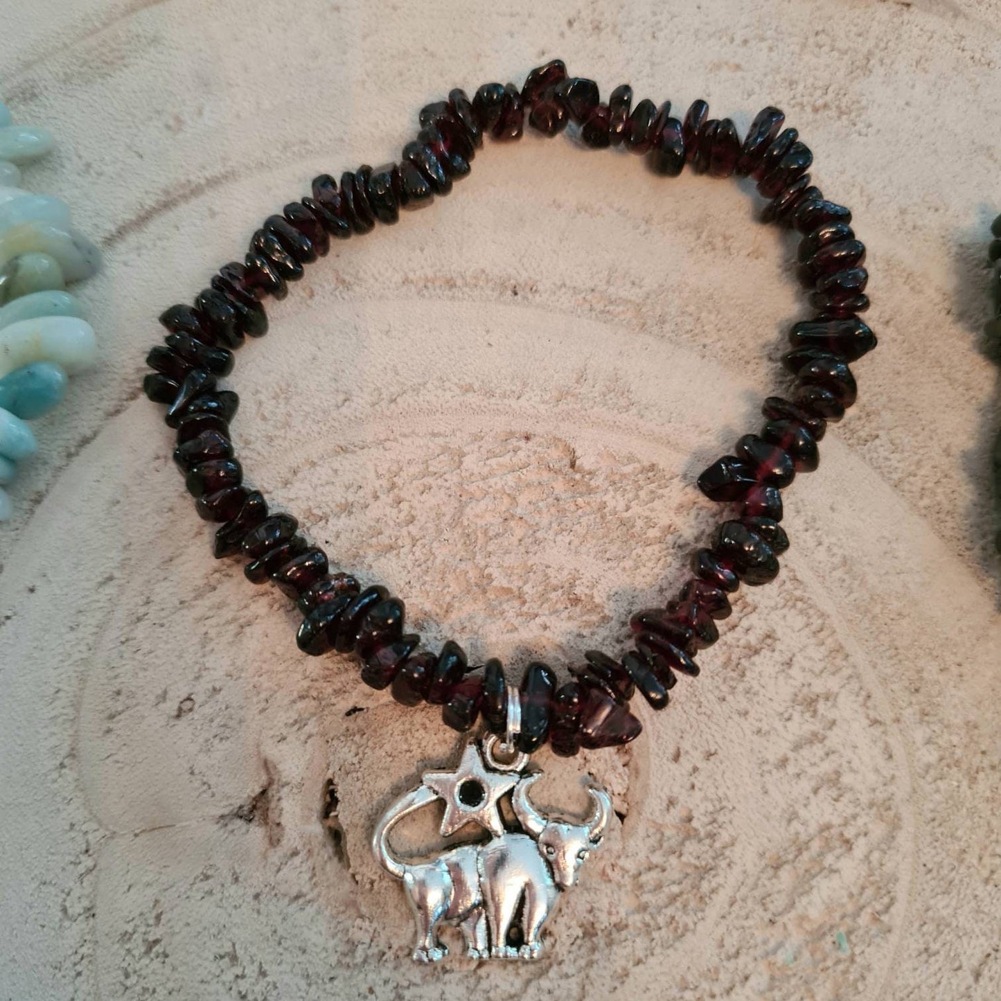 Zodiac Crystal chip bracelet ~Aries ~ Taurus ~ Gemini ~ Cancer ~ Amazonite ~ Garnet ~ Hematite ~ Rhodonite