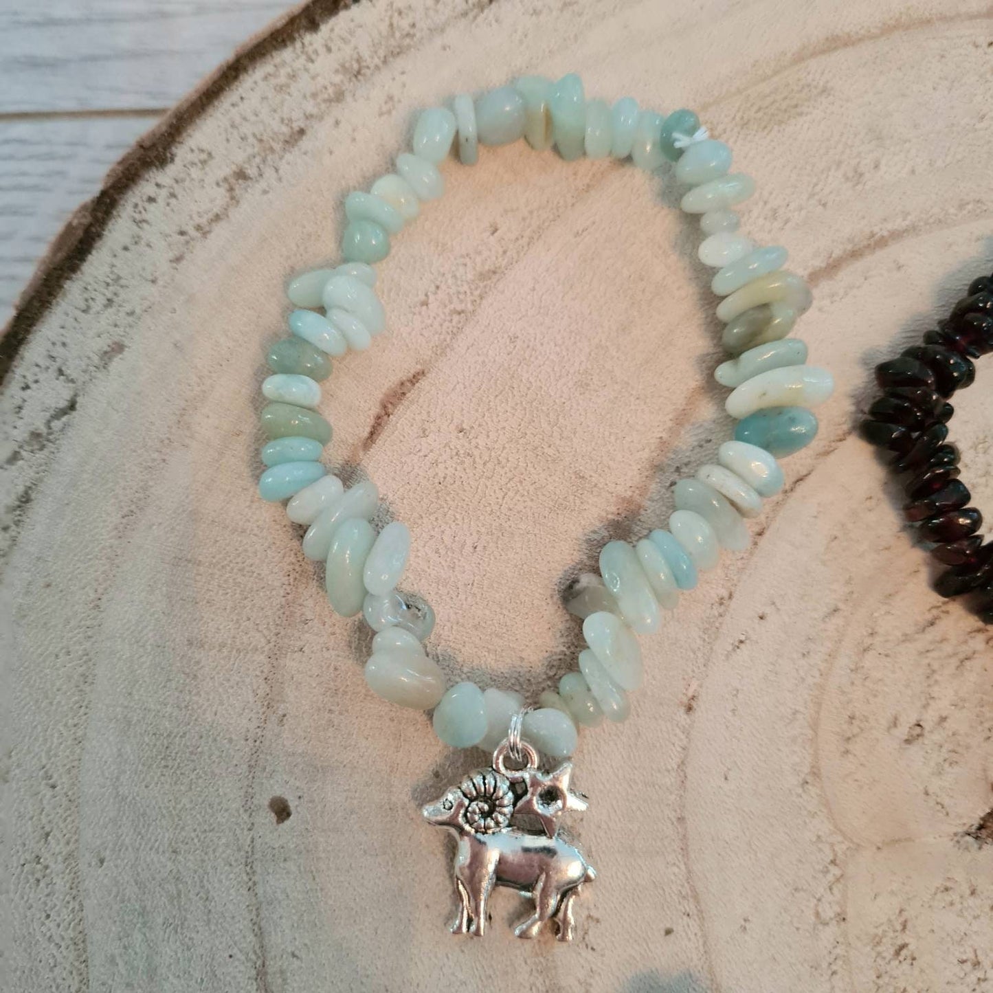 Zodiac Crystal chip bracelet ~Aries ~ Taurus ~ Gemini ~ Cancer ~ Amazonite ~ Garnet ~ Hematite ~ Rhodonite