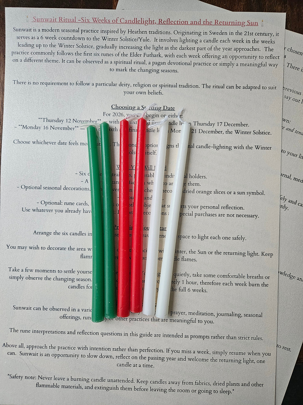Sunwait Ritual Kit: Six Weeks of Candlelight -  Reflection and the Returning Sun