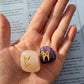 Mixed Crystal Runes Set with Instructional Guide and purple velvet pouch