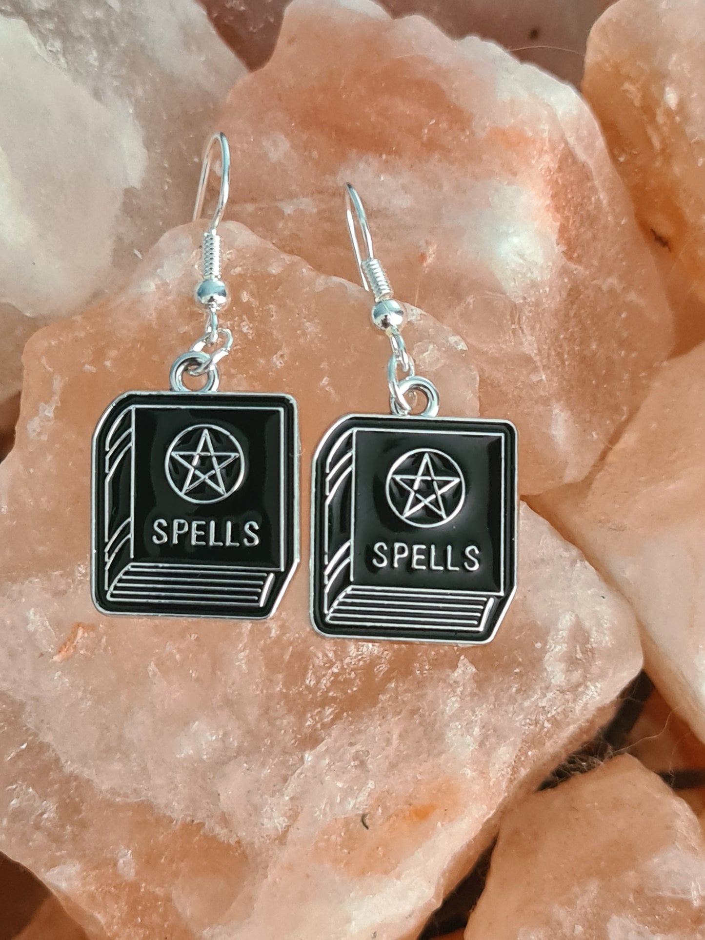 Occult black and silver earrings