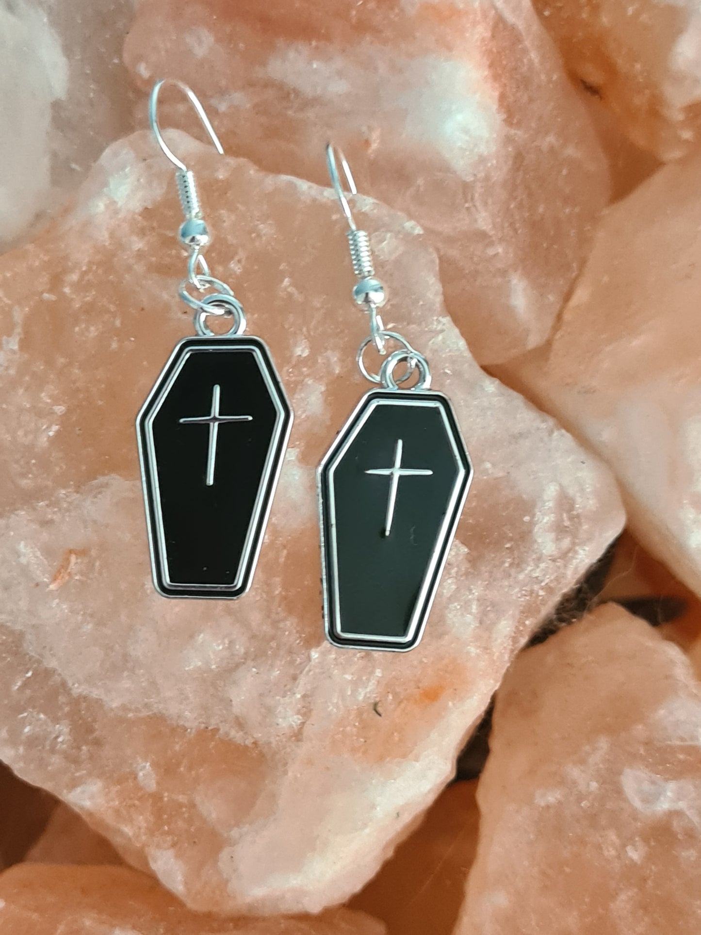 Occult black and silver earrings