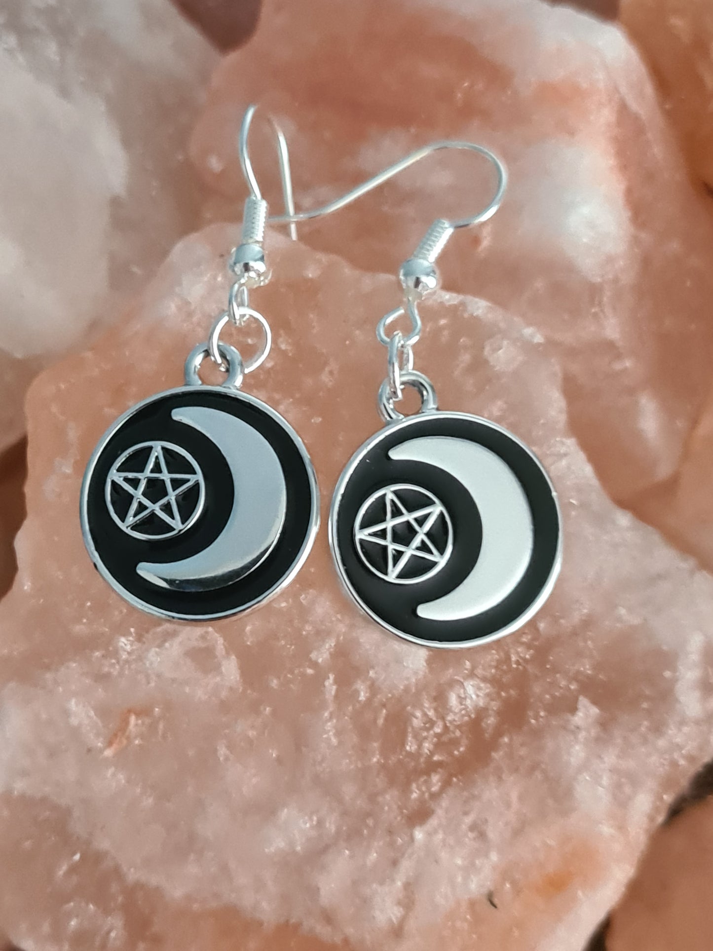 Occult black and silver earrings