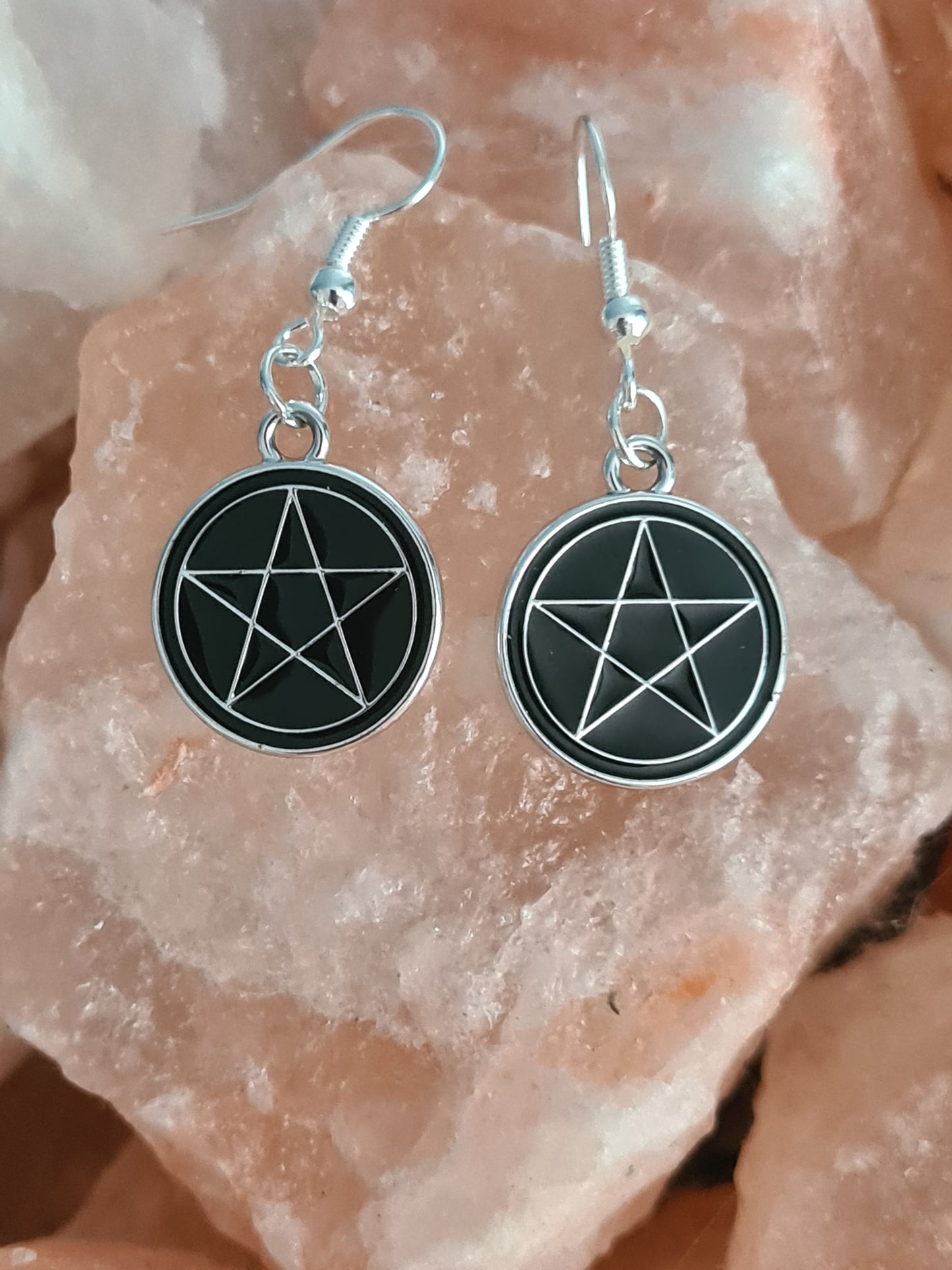 Occult black and silver earrings