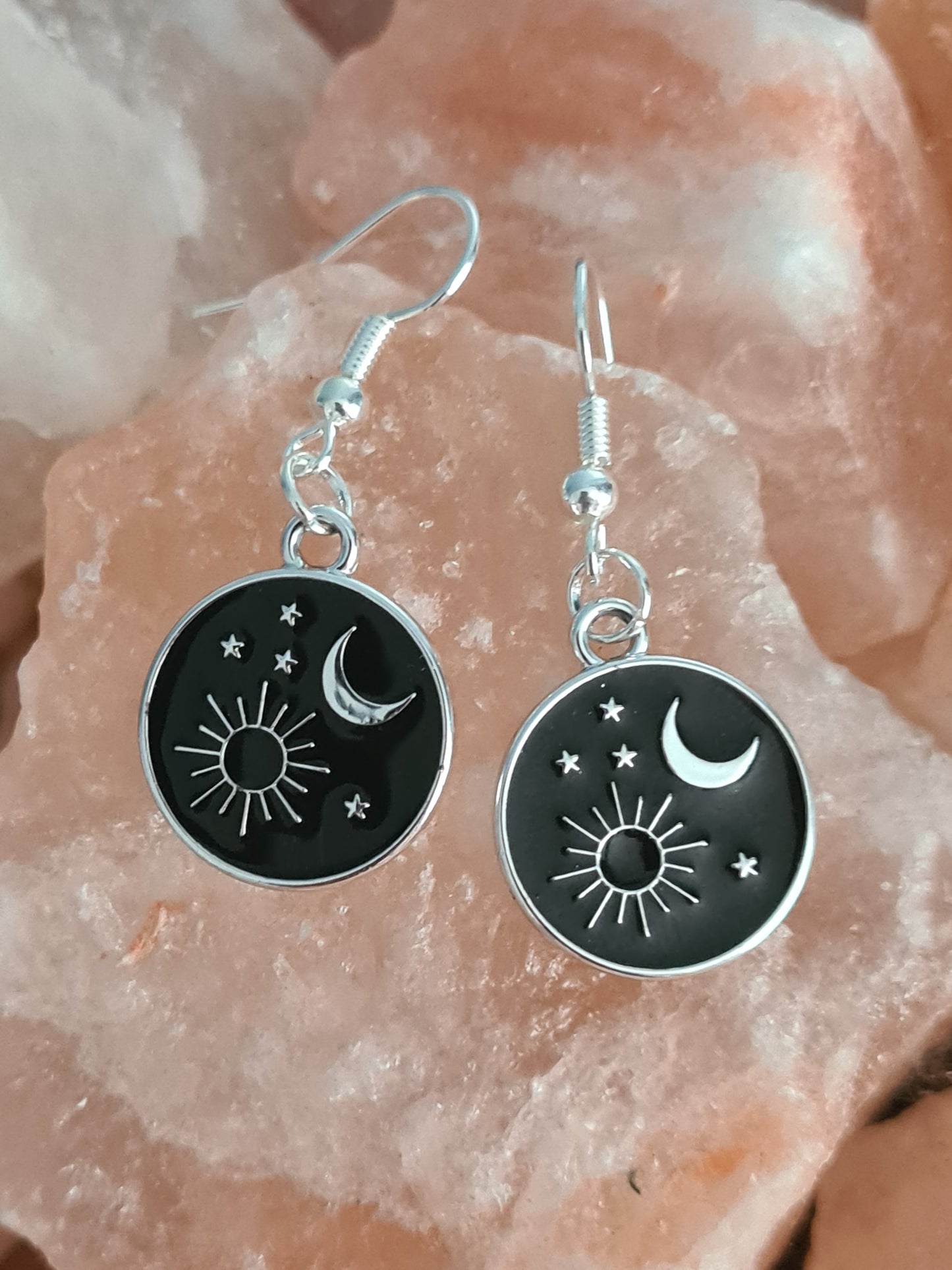 Occult black and silver earrings