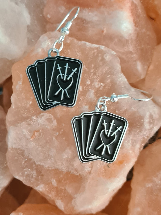 Occult black and silver earrings