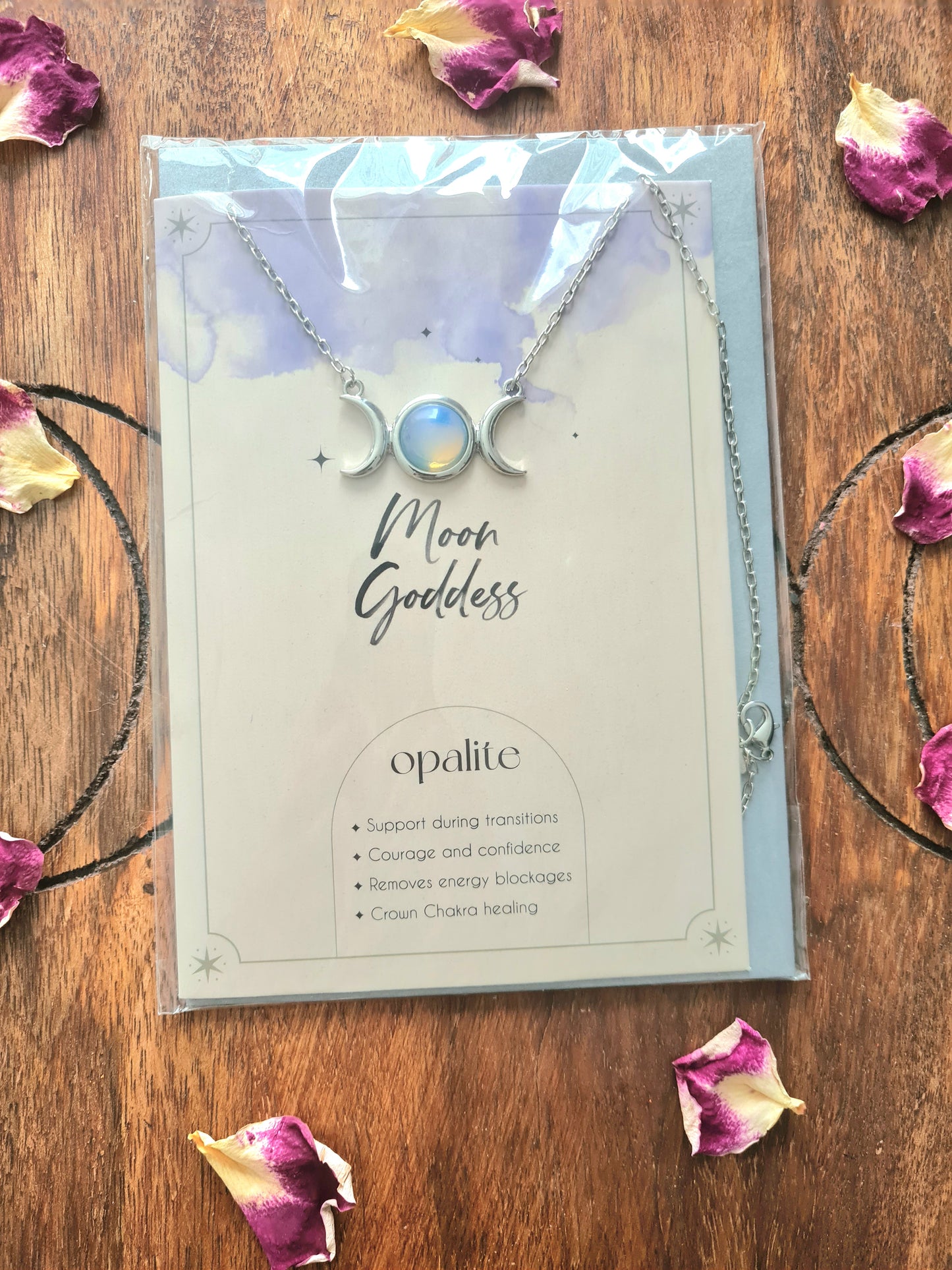 Opalite Triple Moon Necklace Card