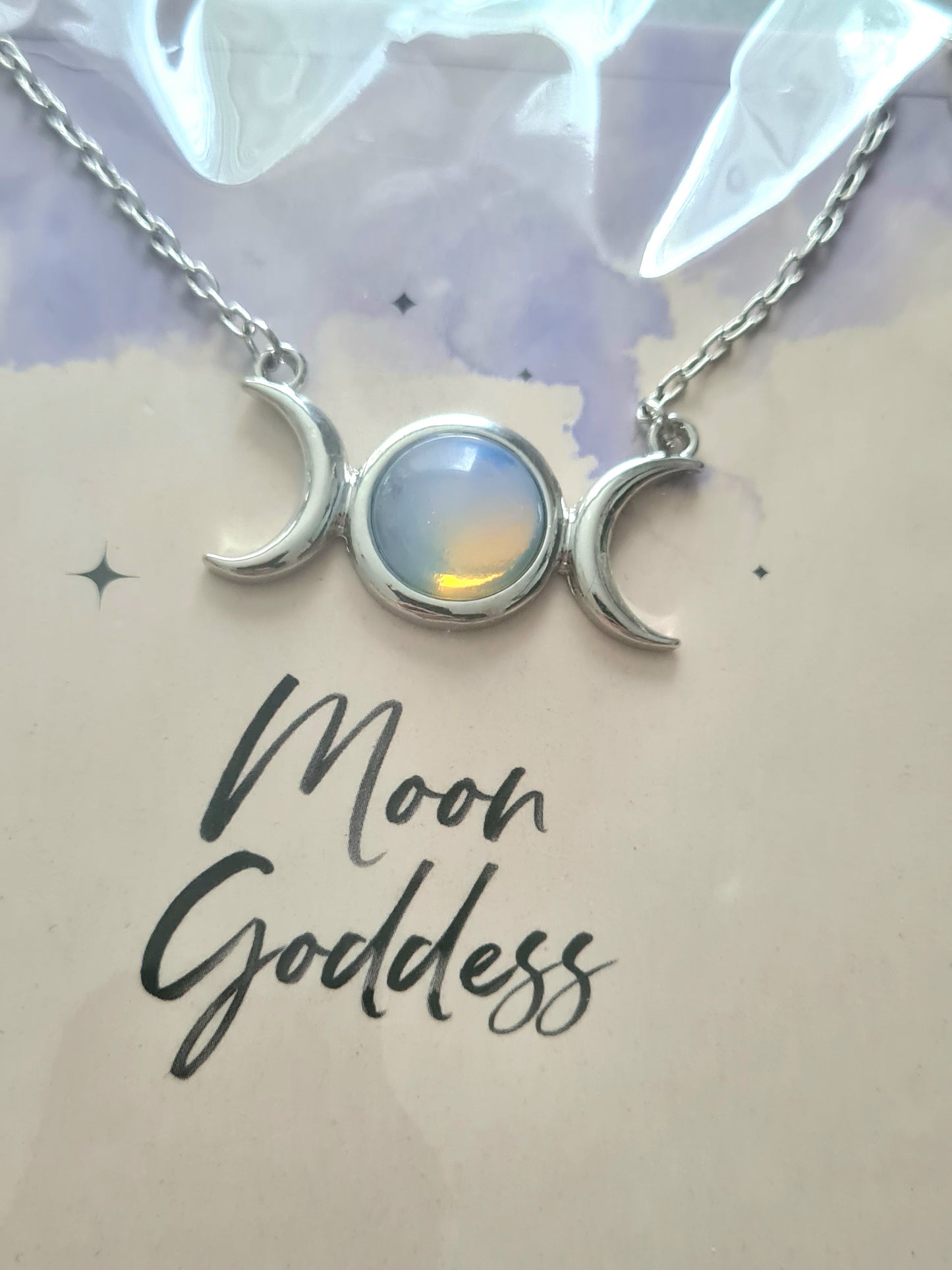 Opalite Triple Moon Necklace Card