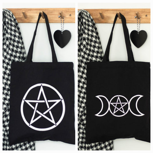 Cotton Tote Bag - Pentagram or Triple Moon