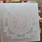 Selenite Charging plate engraved with Shri Yantra - Divine  - Crystal Gridding