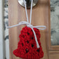 Red and white Macrame Mini Bell