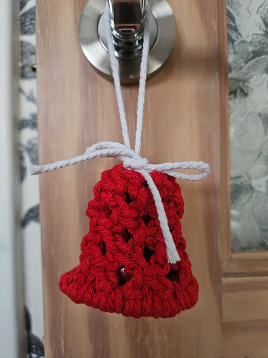 Red and white Macrame Mini Bell