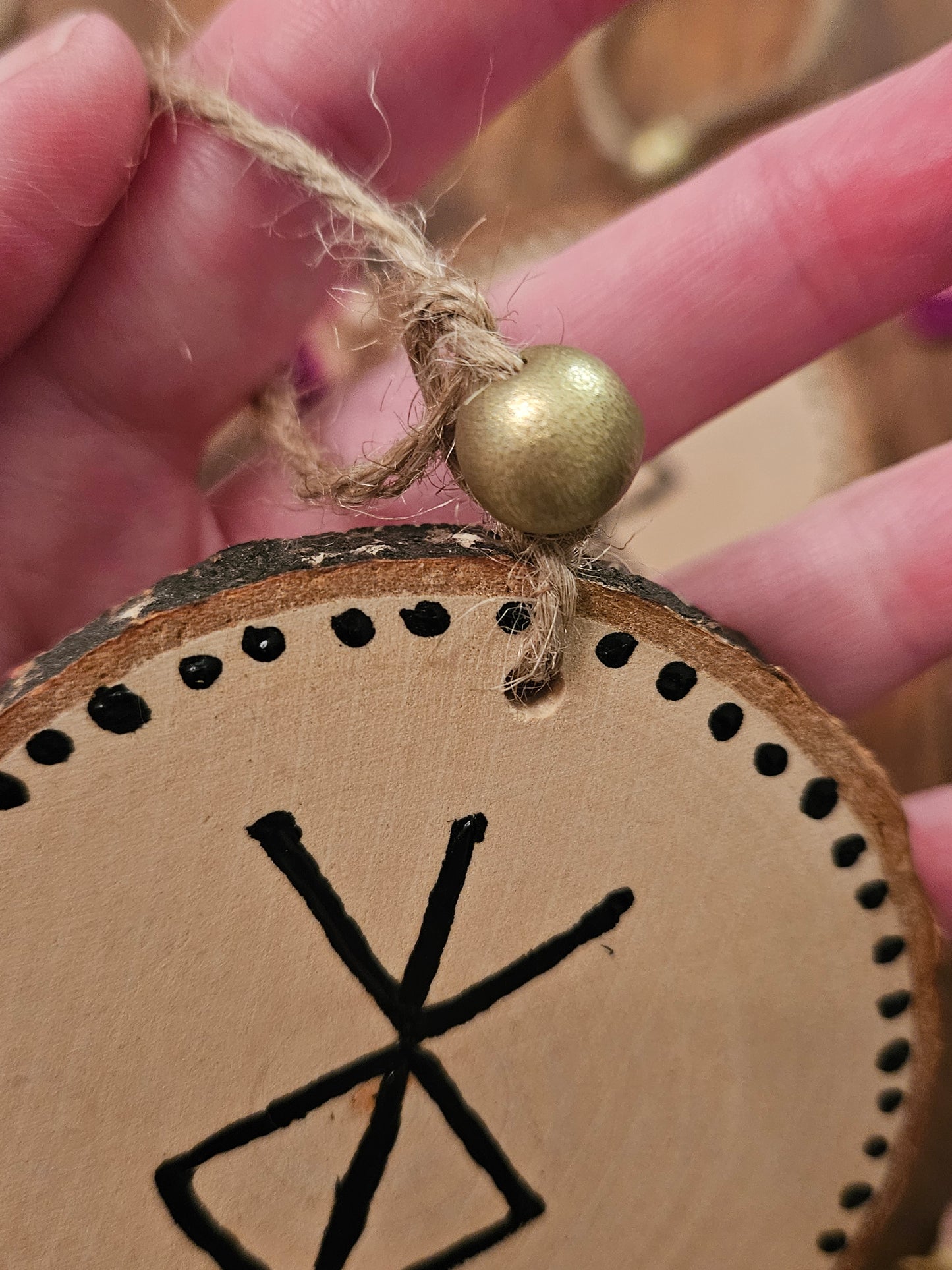 Hanging Wooden Protection Bind Rune