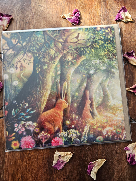 Woodland Hares Greeting Card (Blank)