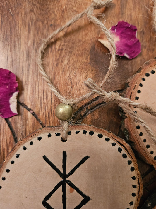 Hanging Wooden Protection Bind Rune