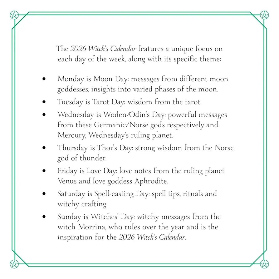 2026 Witch's Calendar: Daily Magick Day-to-Day Calendar (Planners)