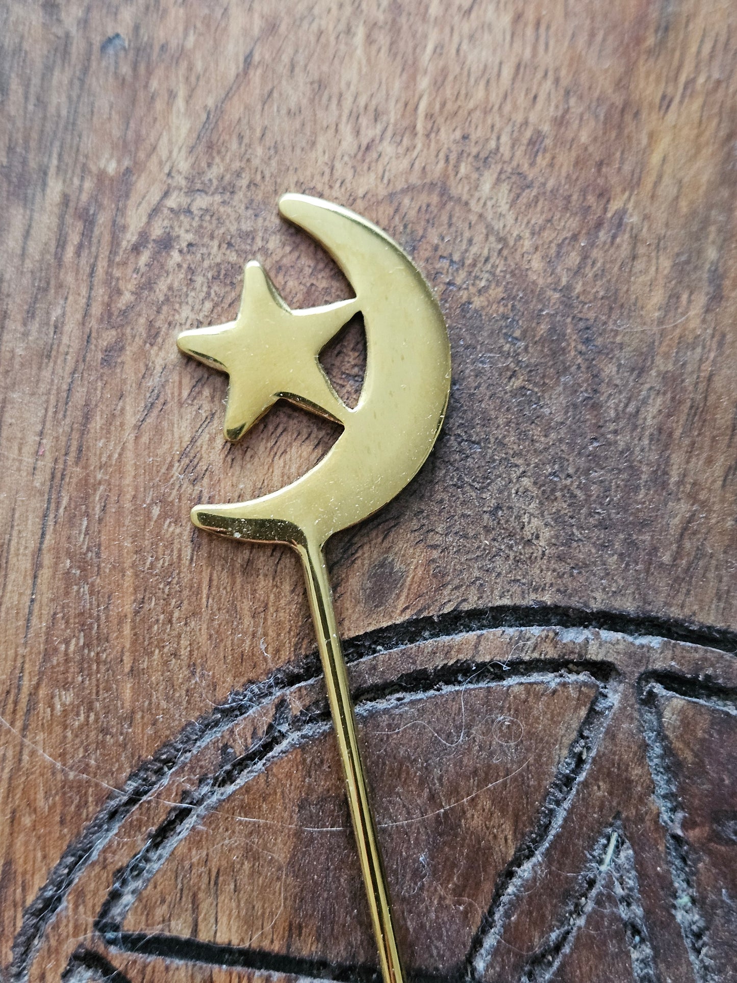 Star and Moon Spoon - Gold Tone