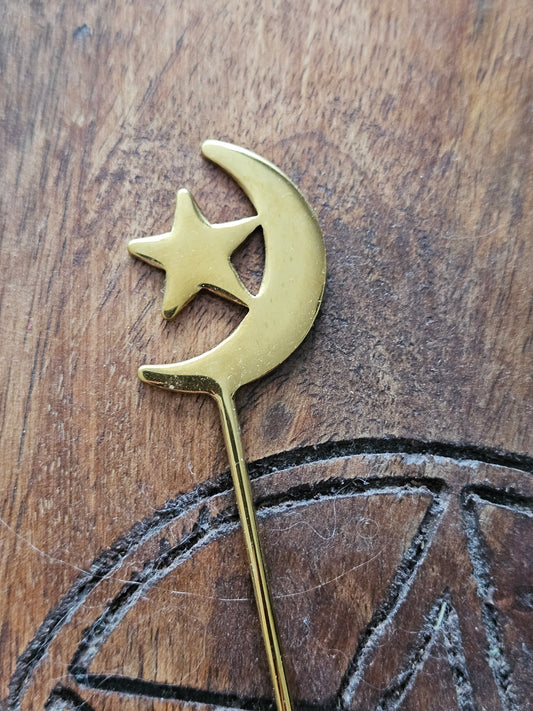 Star and Moon Spoon - Gold Tone