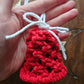 Red and white Macrame Mini Bell