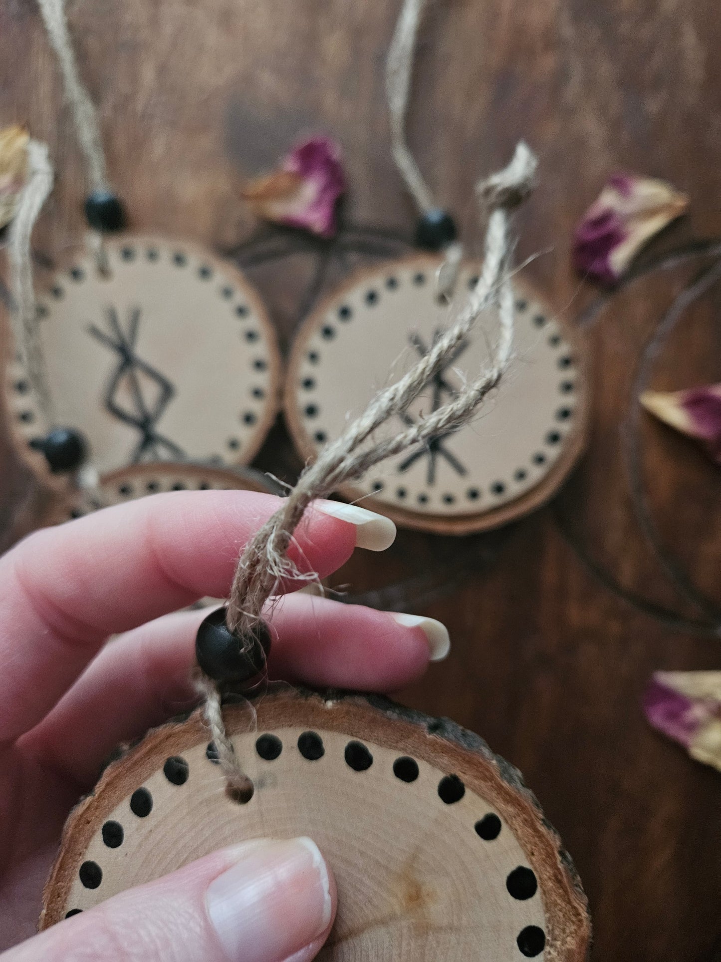 Hanging Wooden Protection Bind Rune