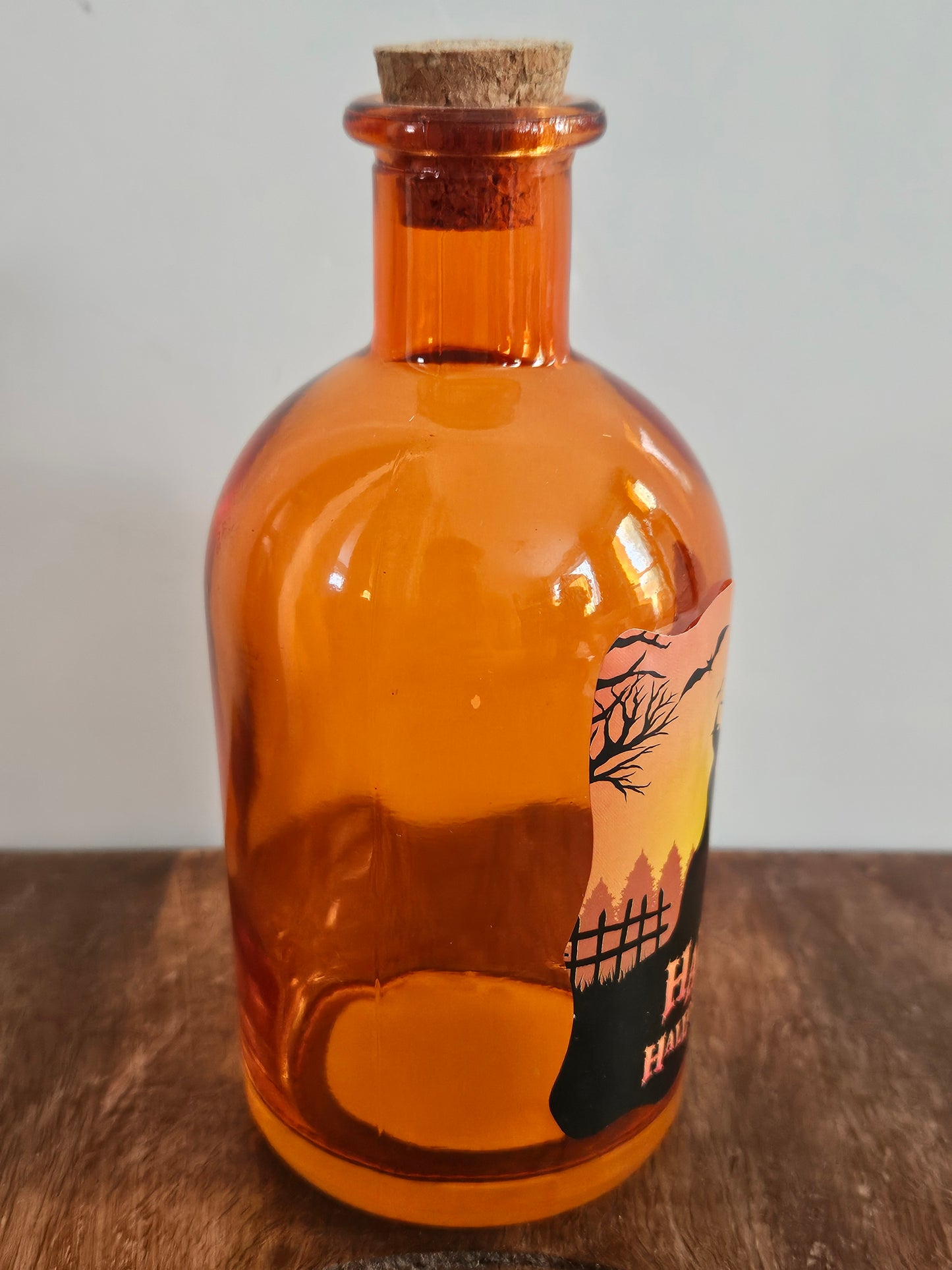 Orange Halloween Glass Bottle