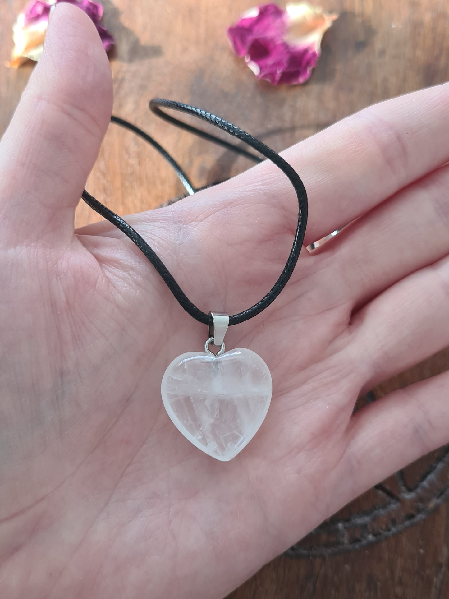 Crystal Heart Necklaces on a 16inch black cord