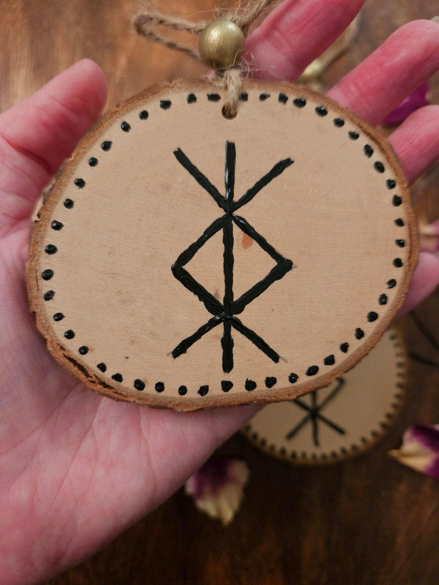 Hanging Wooden Protection Bind Rune