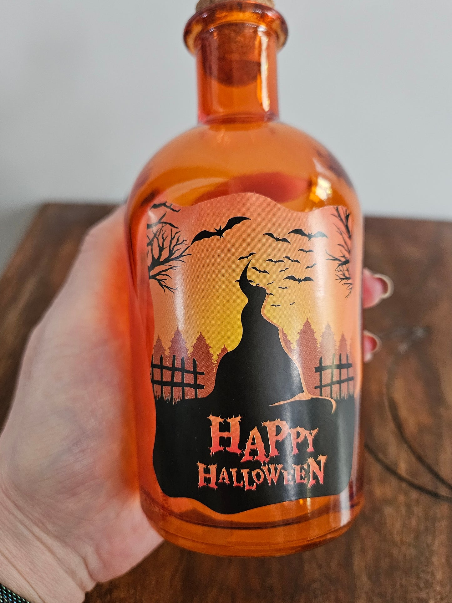 Orange Halloween Glass Bottle