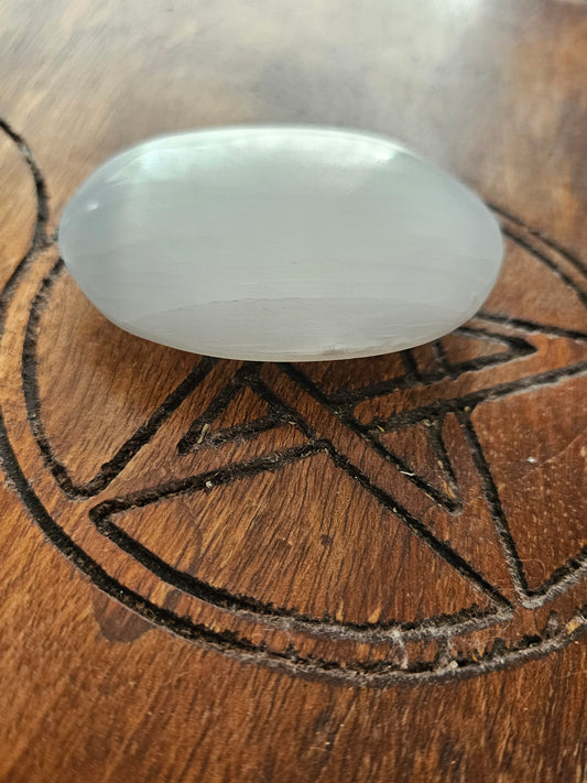 Selenite Palm Stone