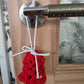 Red and white Macrame Mini Bell