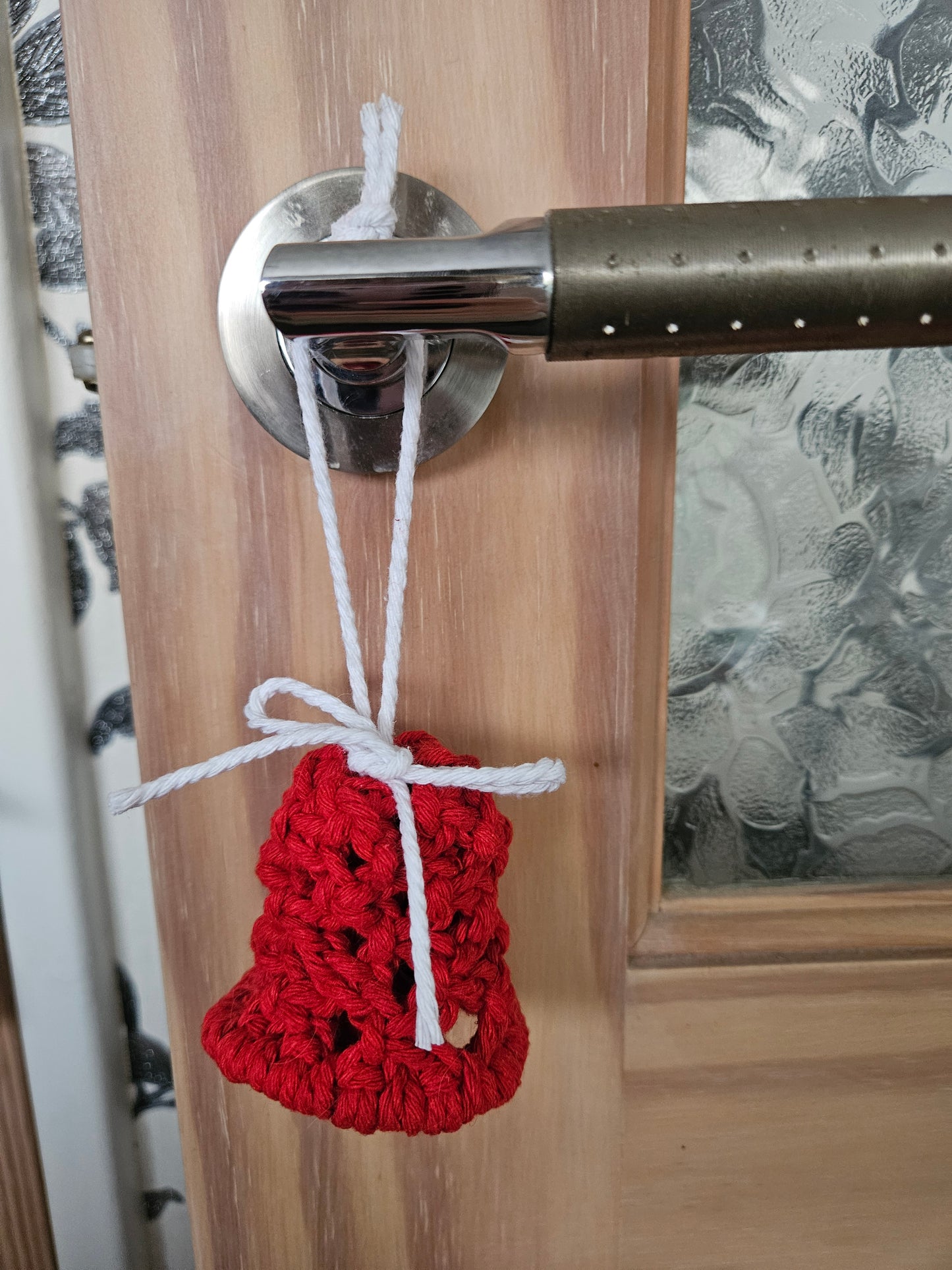 Red and white Macrame Mini Bell