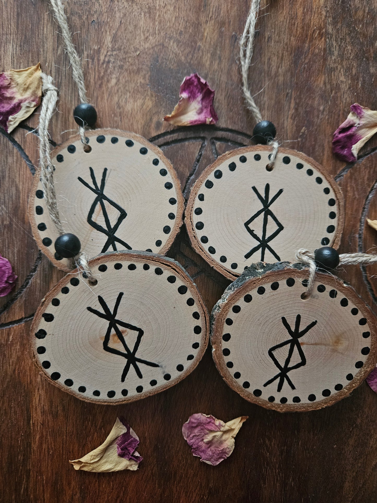 Hanging Wooden Protection Bind Rune