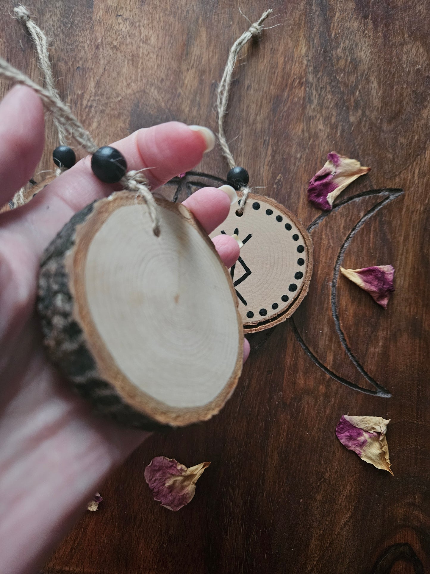 Hanging Wooden Protection Bind Rune