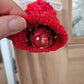 Red and white Macrame Mini Bell