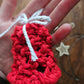 Red and white Macrame Mini Bell