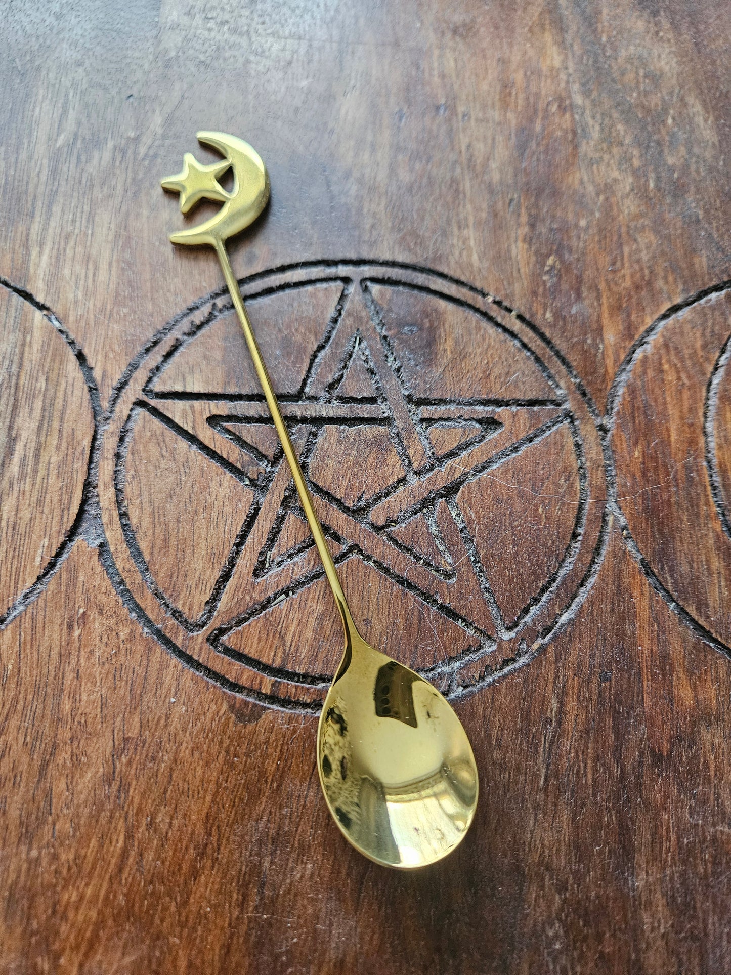 Star and Moon Spoon - Gold Tone