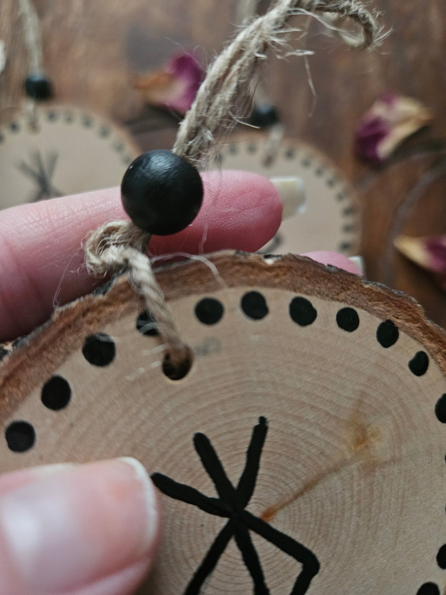 Hanging Wooden Protection Bind Rune