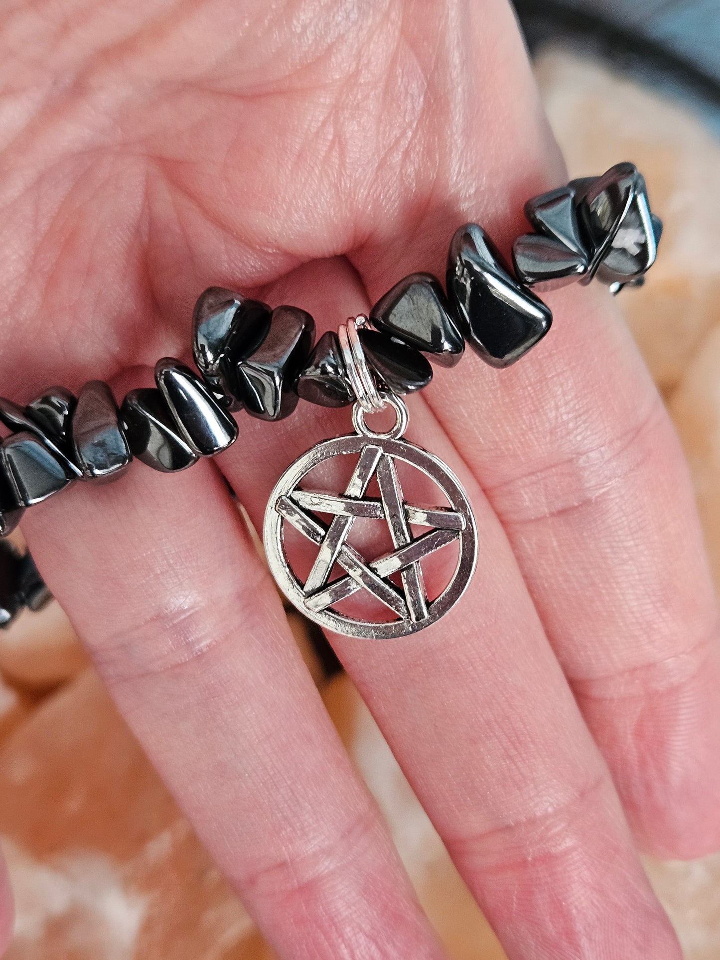 Protection Hematite and Pentagram Bracelet