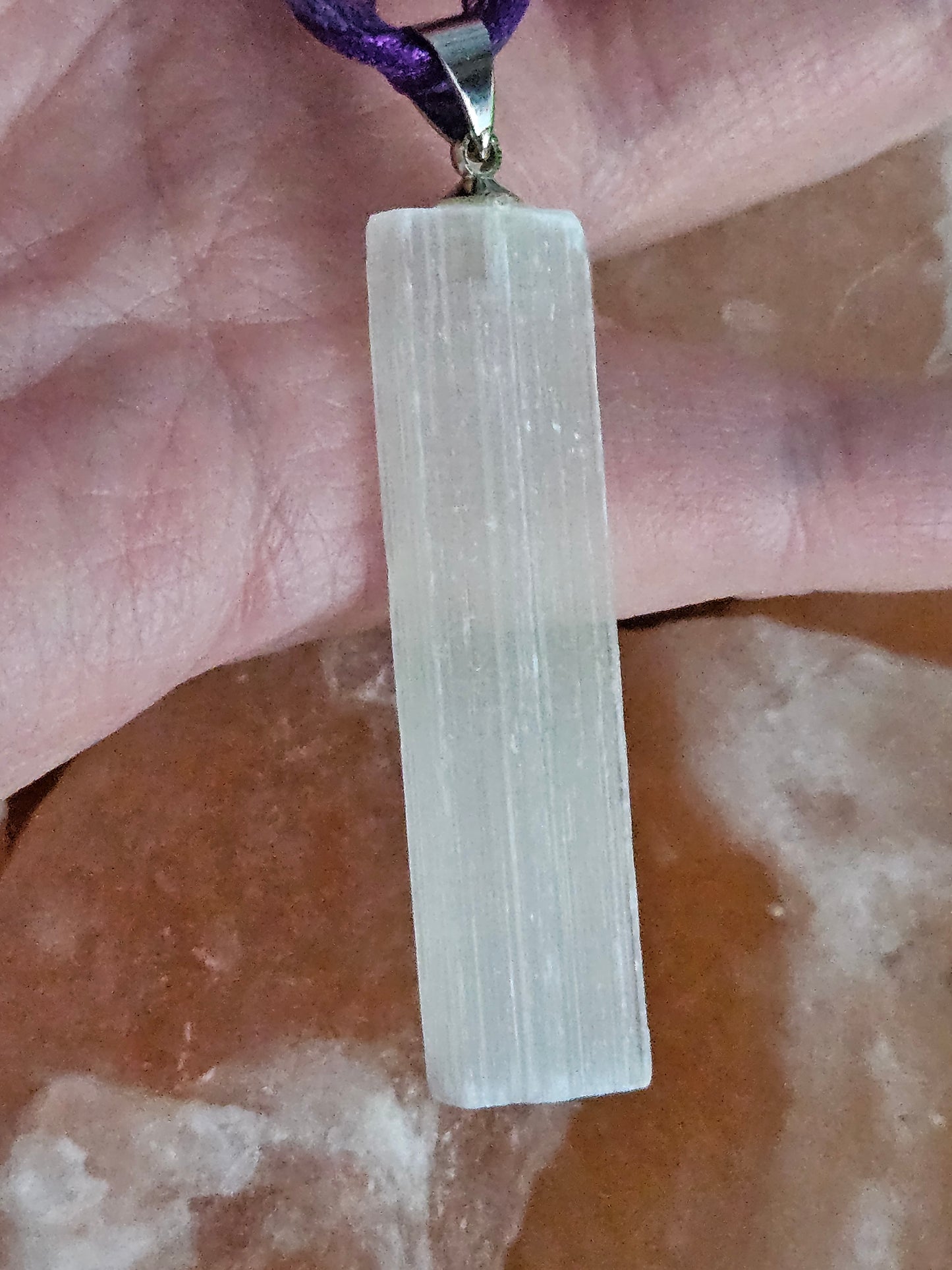 Rough White Selenite Pendant