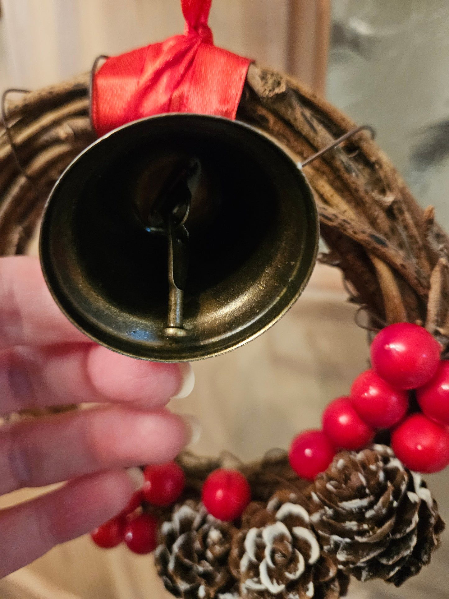 Small Winter Wreath Witch Bell